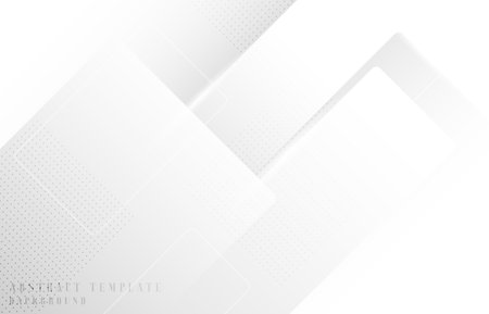 Abstract white geometric square template with halftone decorative. Overlapping for ad, poster, template design background. Illustration vectorのイラスト素材