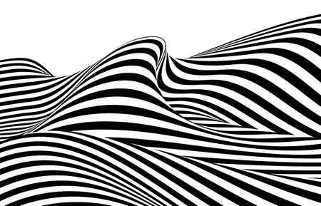 Abstract black and white stripe lines wavy design artwork decorative. Overlapping for minimal style background. Illustration vectorのイラスト素材