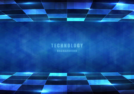 Abstract tech square of blue geometric pattern artwork energy. Futuristic  design ooverlapping background. RGB Illustration vectorのイラスト素材