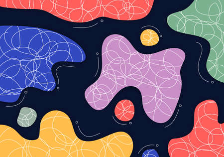 Abstract doodle colorful template design decorative. Overlapping style of hand drawing color background. Vectorのイラスト素材