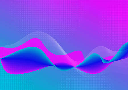 Abstract gradient wavey swirl colors of pink and purple template. Overlapping style of design with minimal halftone background. Vectorのイラスト素材
