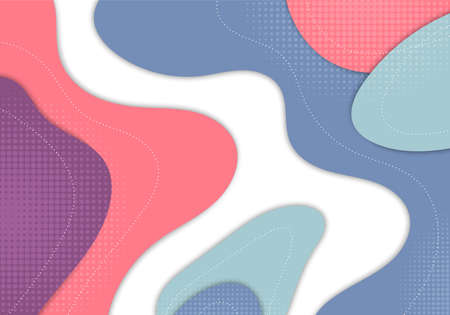 Abstract fluid doodle colors template design decorative style. Overlapping artwork style with dots halftone background. Vectorのイラスト素材