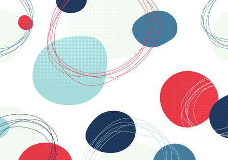 Abstract dots pattern of hand doodle circle seamless design. Overlapping with dot halftone background. Vectorのイラスト素材