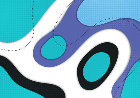 Abstract artwork style of colorfuls decorative template. Overlapping design with dots halftone background. Vectorのイラスト素材