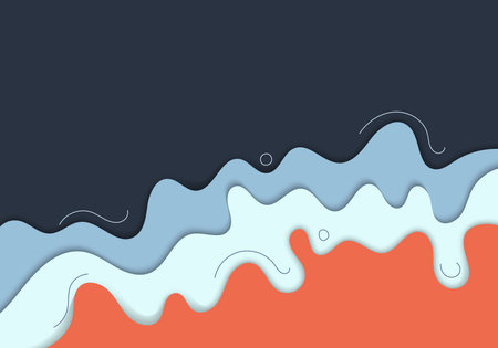 Abstract colorful doodles of liquid template design decorative artwork. Overlapping design with layers style background. illustrationのイラスト素材
