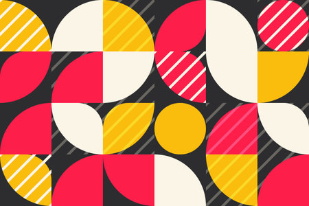 Abstract geometry pattern design of Scandinavian style for business web banner. Artwork with simple shape and lines pattern stripe decoration background. Vectorのイラスト素材