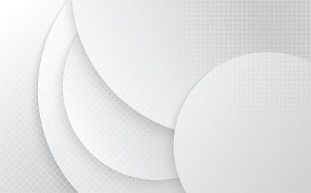 Abstract geometric of gradient white and gray circles pattern decoration artwork design. Overlapping style with circles halftone decoration background. Vectorのイラスト素材