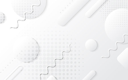 Abstract gradient white and grey color design with geometric shape decorative artwork. Overlapping with circles halftone design background. vectorのイラスト素材