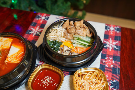 Bibimbap, Korean traditional food, close-up.の写真素材