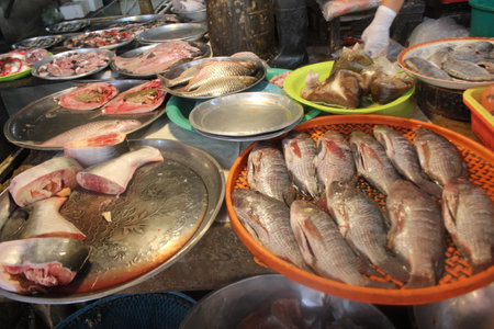 Fresh fish in a market in the city of Seoul in South Korea.の写真素材
