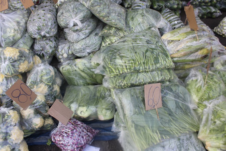 Cabbage for sale at a market in Provence, Franceの写真素材