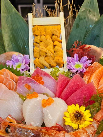 Japanese food sashimi platter at a Japanese wedding ceremony.の写真素材
