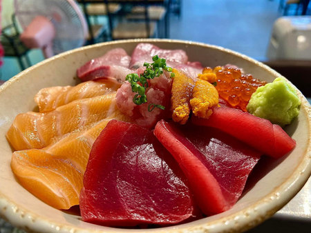 Sashimi in a bowl, japanese food style.の写真素材