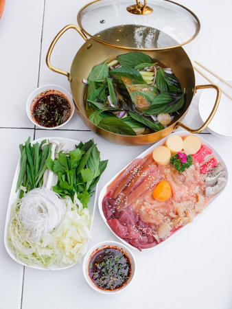 Korean traditional food, Sashimi, Shabu-shabuの写真素材