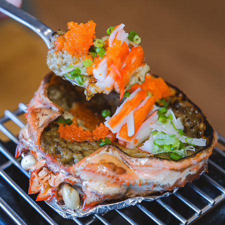 japanese cuisine. japanese cuisine. crab on the grillの写真素材