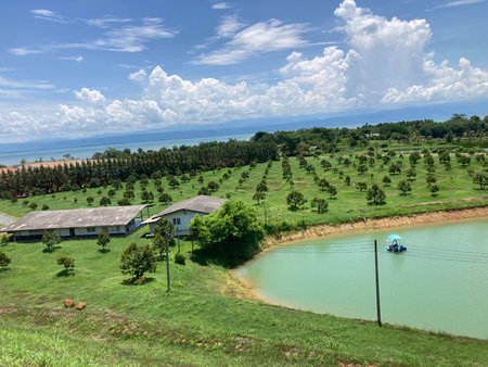 Landscape of mountain and lake in Chiang Rai, Thailand.の写真素材
