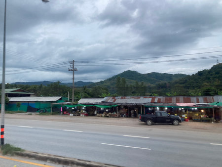 View on the road to Jalan Saujana, Sabah.の写真素材