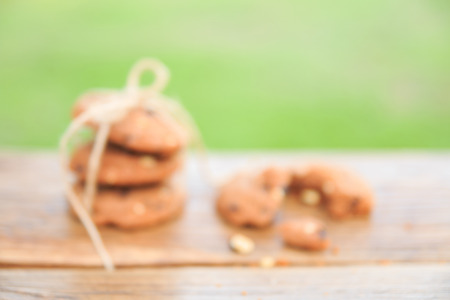 blurred  background, chocolate chip cookiesの写真素材