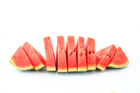 Sliced watermelon on white background.