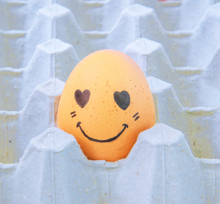 love face Eggs in brown paper boxの写真素材