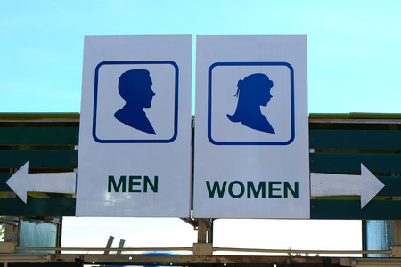 Restroom Signs Illustration  with blue skyの写真素材