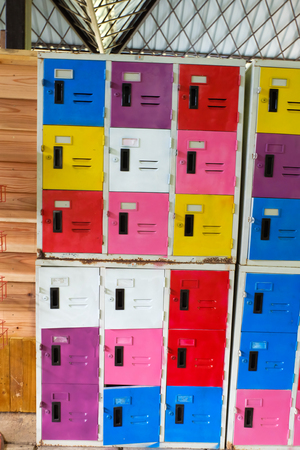 colorful school lockersの写真素材
