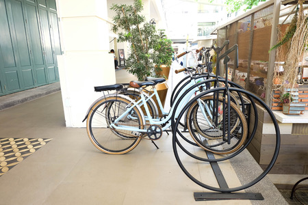 bicycle at bicycle parking in park