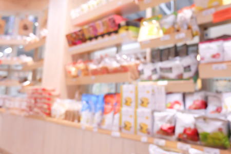 Supermarket store blur background with bokehの写真素材