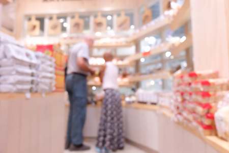 Supermarket store blur background with bokehの写真素材