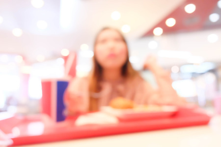 Blurred background of Customer dining at cafe restaurant .の写真素材