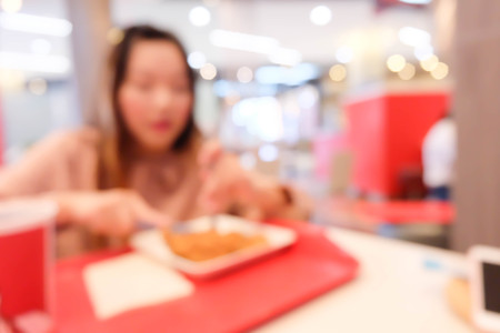 Blurred background of Customer dining at cafe restaurant .の写真素材