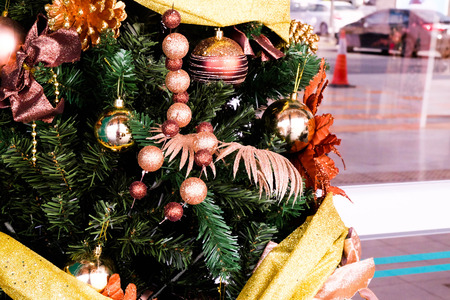 Christmas tree,December, winter holiday xmas decoration.の写真素材