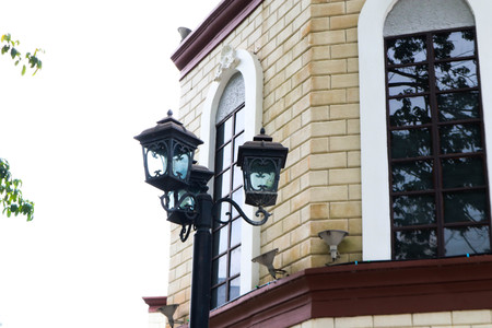 Lamp post street in city.