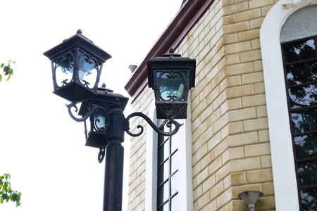 Lamp post street in city.の写真素材