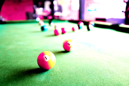 Snooker ball on snooker tableの写真素材