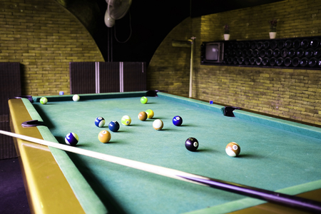 Snooker ball on snooker tableの写真素材