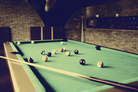 Snooker ball on snooker table