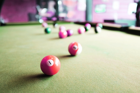 Snooker ball on snooker tableの写真素材