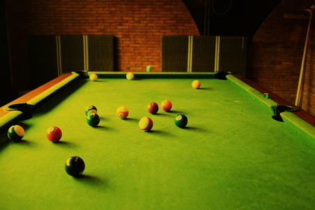 Snooker ball on snooker tableの写真素材