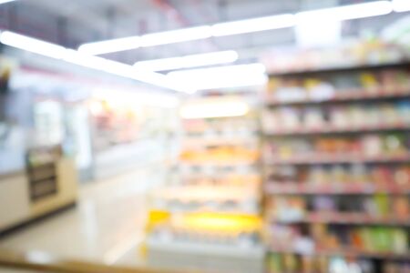 blur mage of supermarket and variety product for background usage.の写真素材