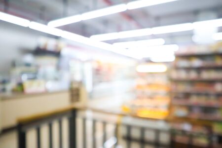 blur mage of supermarket and variety product for background usage.の写真素材