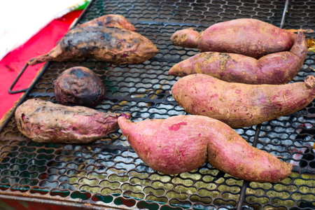 Sweet Potato Roasted for Sale at street food.の写真素材