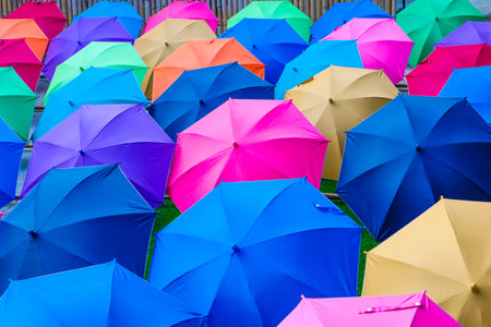 Beautiful Colorful umbrellas for background.の写真素材