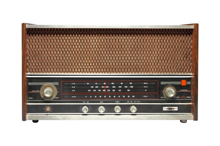 Ancient radio, isolated on white backgroundの写真素材