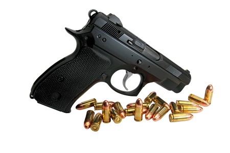 gun and bullets on white background,isoleted