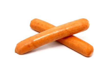 Two Sausage Isolated on white backgroundの写真素材