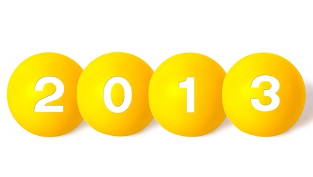 New Year 2013 Christmas balls on white background