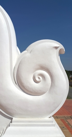 Traditional Thai style art of white spiral pattern stuccoの写真素材