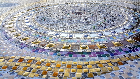 Spiral pattern of mosaic floor backgroundの写真素材
