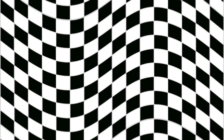 Abstract black and white checkered pattern with distortion effect